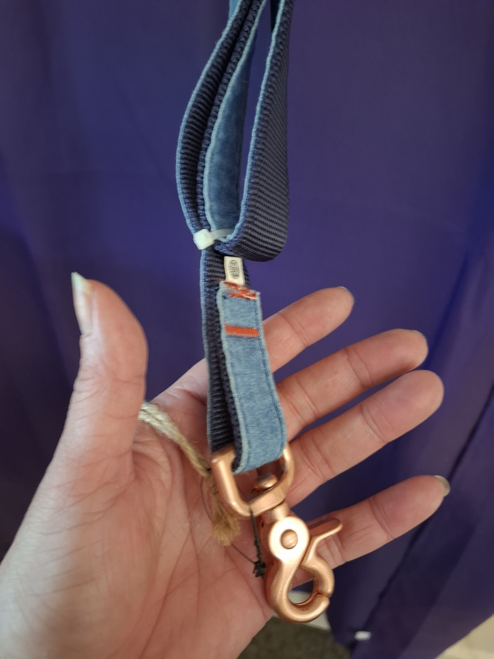 Levis Blue Nylon and Denim Dog Leash with Rose Gold Hardware